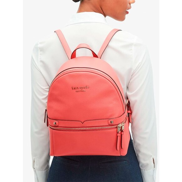 S Kate Spade Day Medium Backpack Peach Leather PXRUB429 NWT $298 Retail